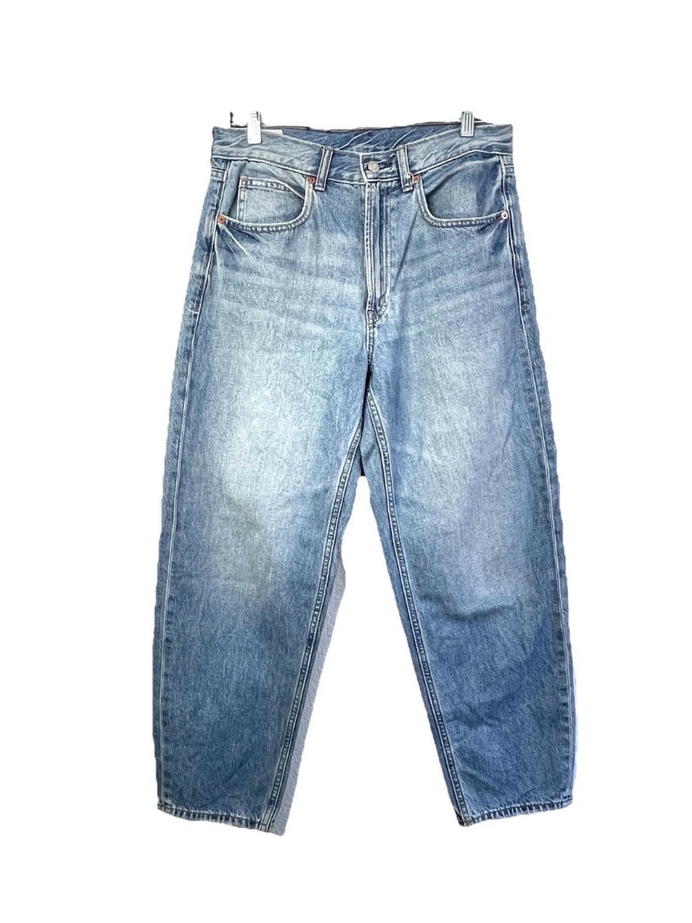 Gap High Rise Barrel Jeans Medium Indigo Size 28 / 6R | Viral Curved Leg Denim